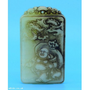 Collectable Kirin statue Pendant Old Natural Hetian Jade Chinese Hand carved