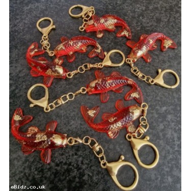 1 Keyring Lucky Koi Carp Fish Keyring/Key Chain, Hand Made in UK