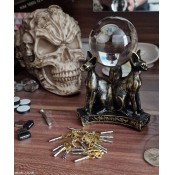 1 x Egyptian Resin Sphinx Bastet Cats Figurine Trio & Crystal Ball