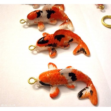 Lucky Koi Carp Fish Keyring / Key Chain, Hand Made, Hand Painted, Glossed Finish