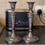 Vintage Antique Silver Plate Candlesticks Very Ornate Classical Design