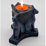 Three Sided Black Cat Candle Holder, Hand Made in the UK, Goth, Wizard