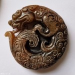 Old natural jade hand-carved statue of dragon pendant