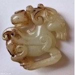 Old Chinese Rare Hand Carved OX Statue Natural Hetian Jade Pendant